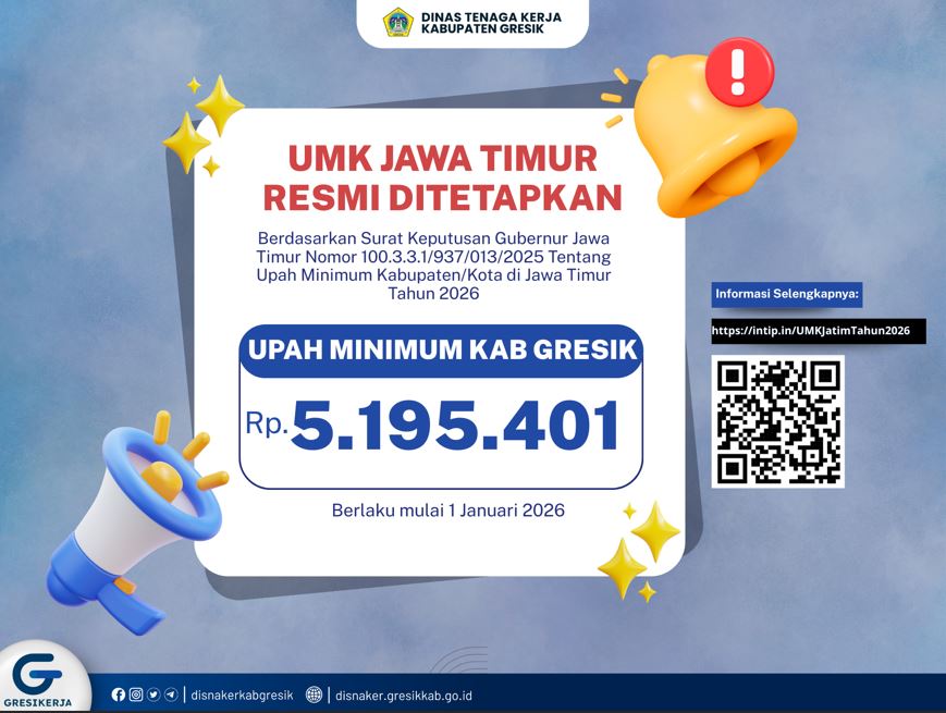 Penetapan UMK Tahun 2026, Gresik Tertinggi Kedua di Jawa Timur!