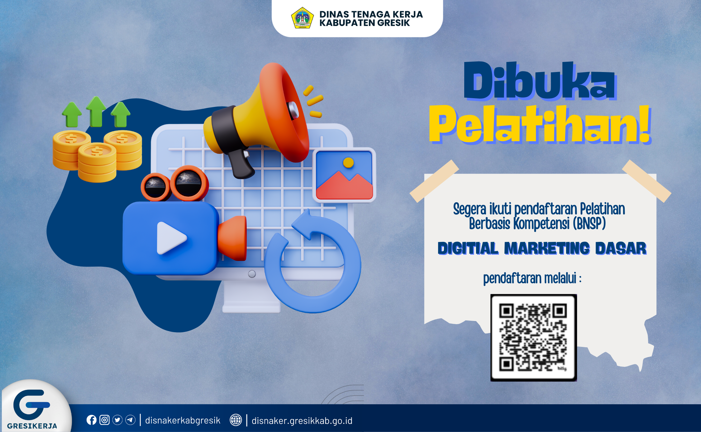 Disnaker Gresik Buka Pelatihan Digital Marketing Dasar Berbasis Kompetensi Tahun 2026