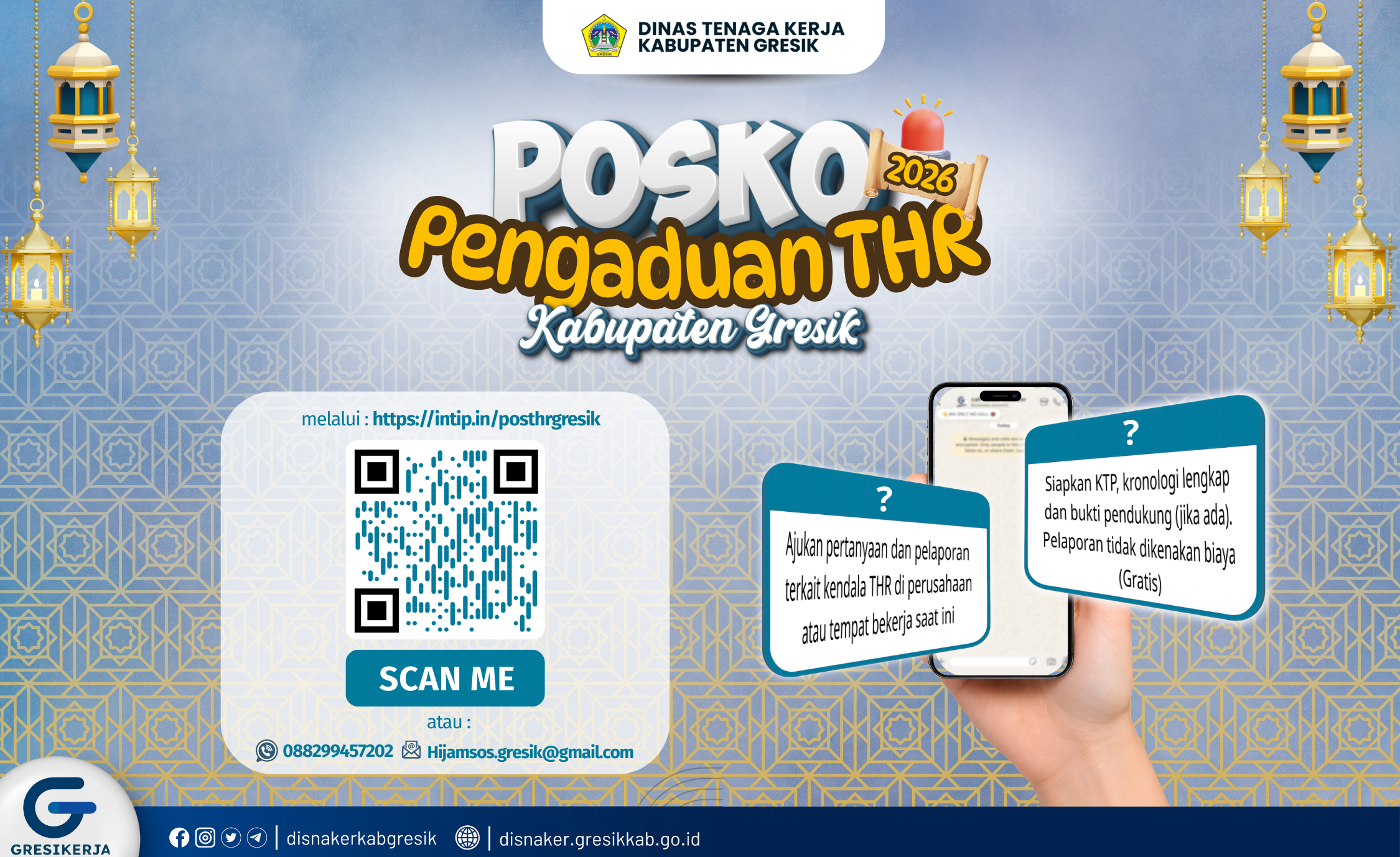 Disnaker Kabupaten Gresik Buka Posko Pengaduan THR 2026, Layanan Gratis bagi Pekerja