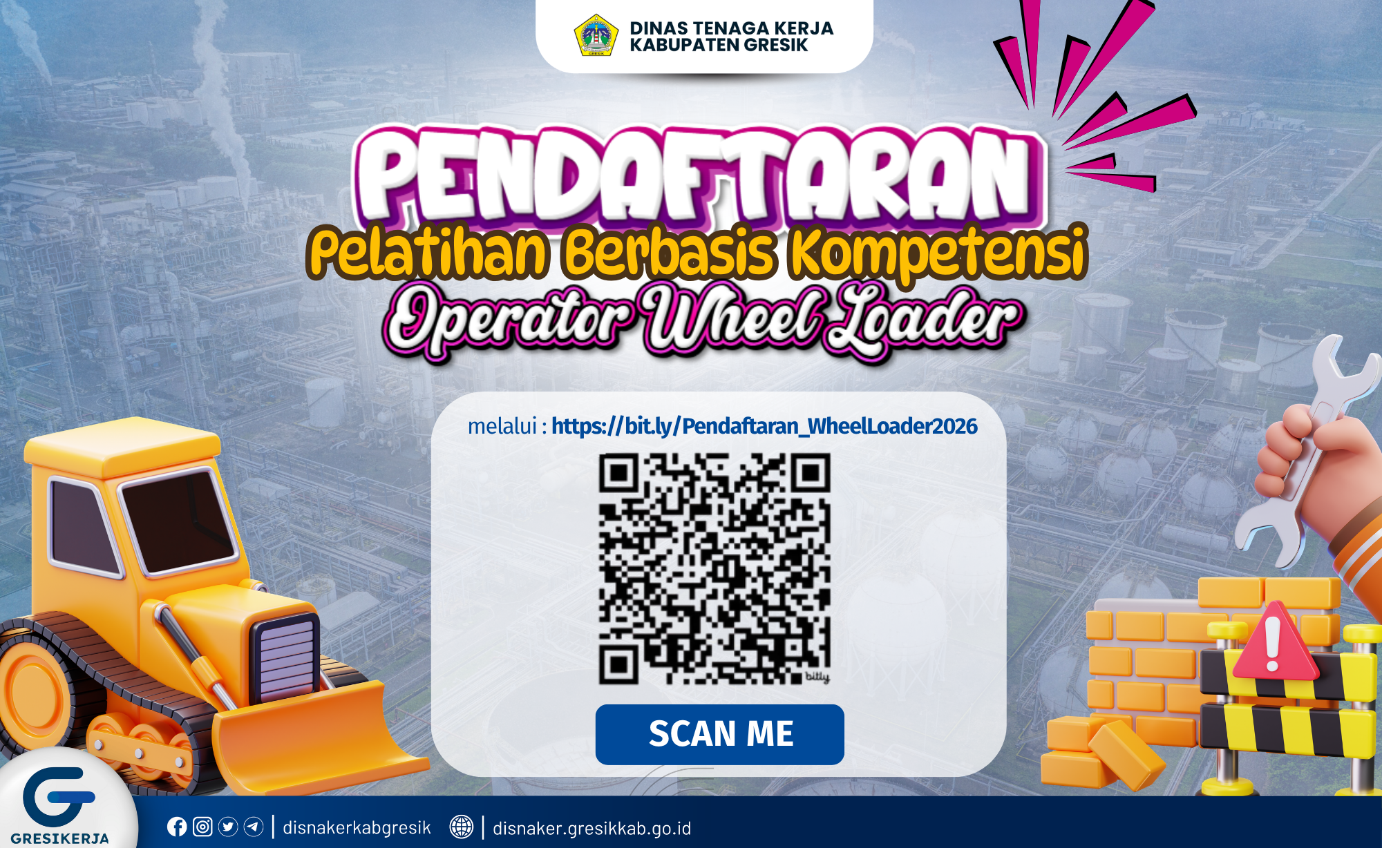 Disnaker Gresik Buka Pelatihan Operator Wheel Loader Gratis bagi Masyarakat